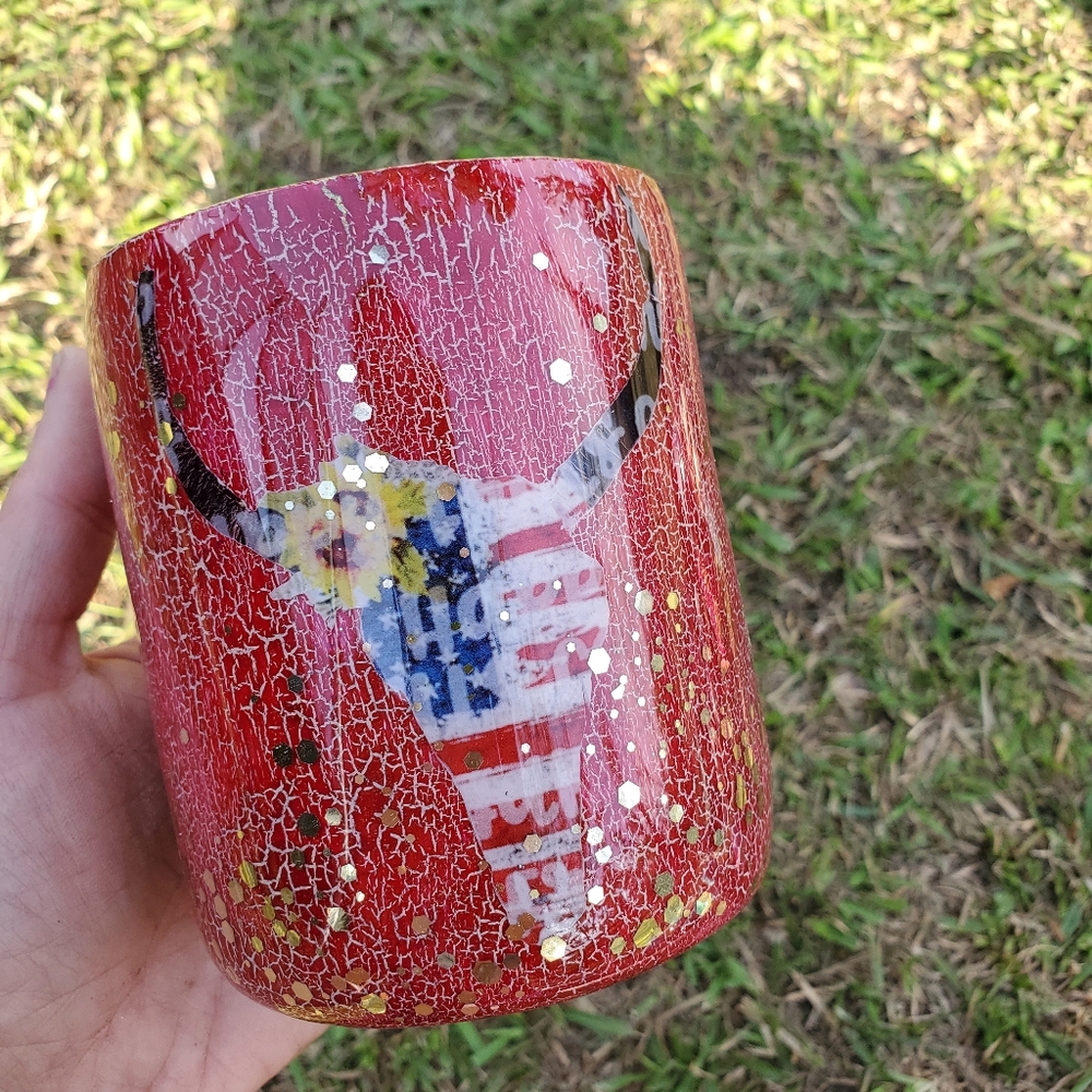 Lowball crackle and glitter epoxy tumbler